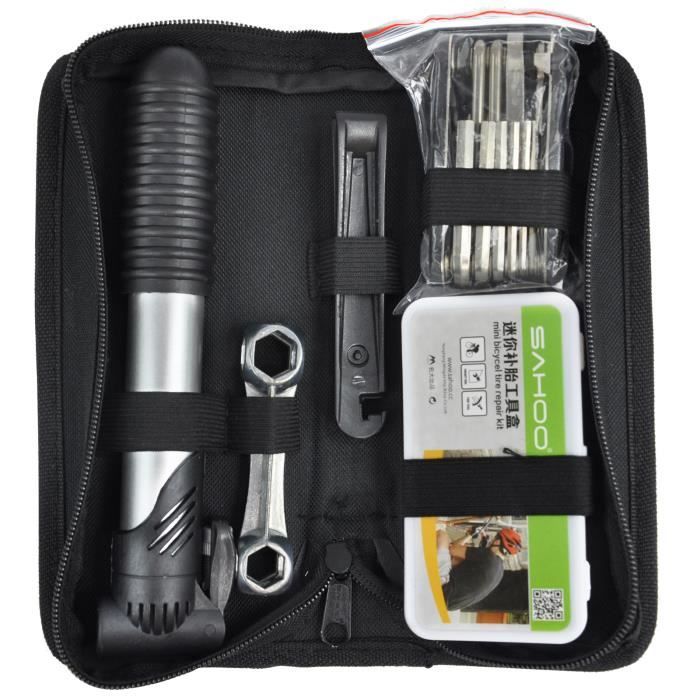Kit D'outils Vélo Trixes 16 Pièces – Pompe, Démonte-pneus, Clés Allen, Réparation Crevaison, Sac De Cadre Inclus