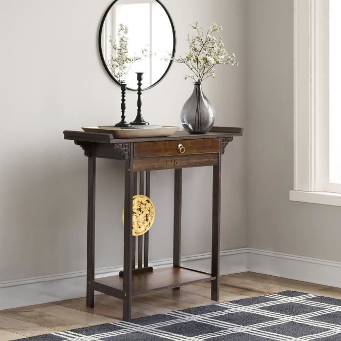 Table Console Bois Meuble Entrée avec Tiroir pour Salon Couloir 82x32x81.5cm