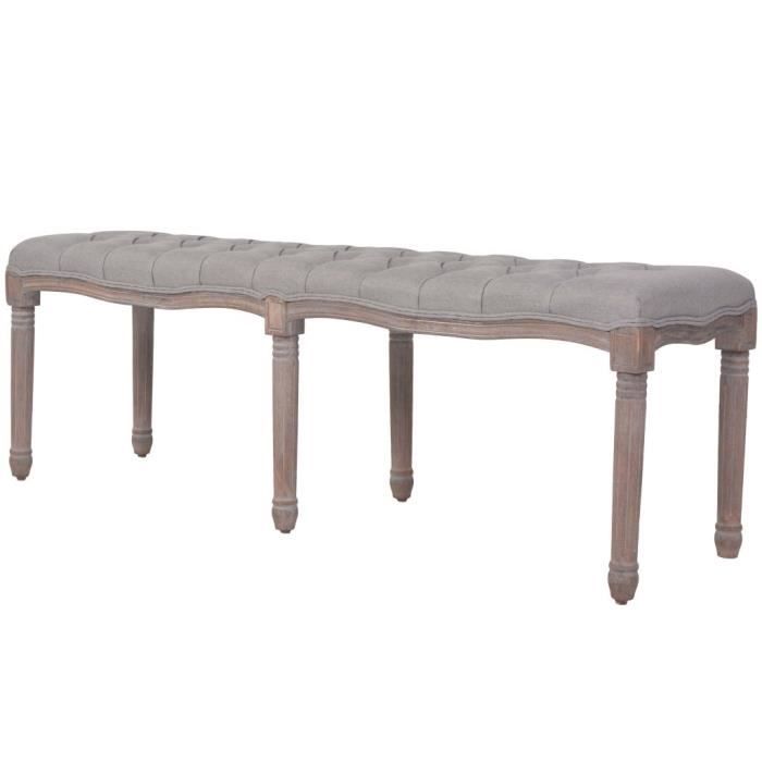 vidaXL Banc Lin Bois solide 150x40x48 cm Gris foncé