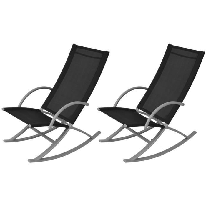 vidaXL Chaises à bascule de jardin 2 pcs Acier et textilène