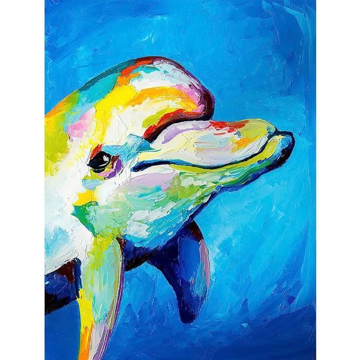 5D Diamond Painting Diy Kits Dauphin De La Lune, Nuage De Mer Broderie