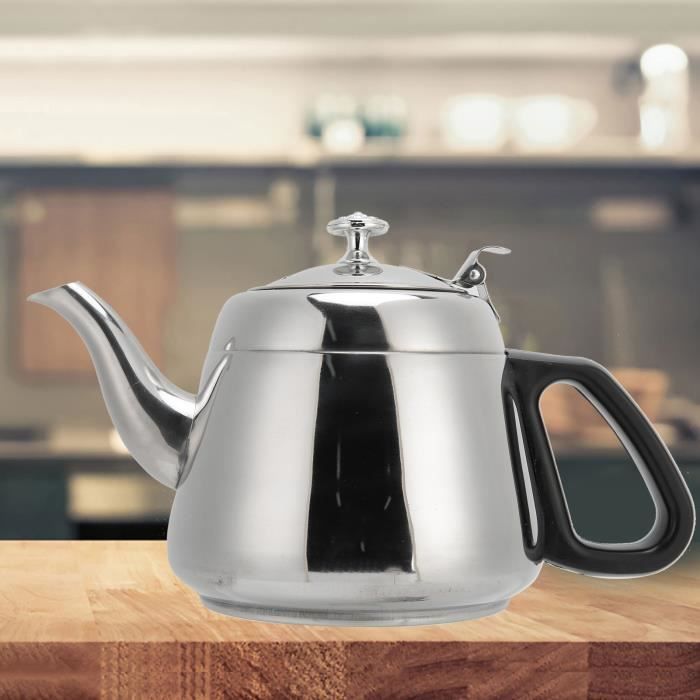 Baohd Théière en Acier Inoxydable Poli 1L/1.5L/2L avec Infuseur Filtre à Feuilles de Thé