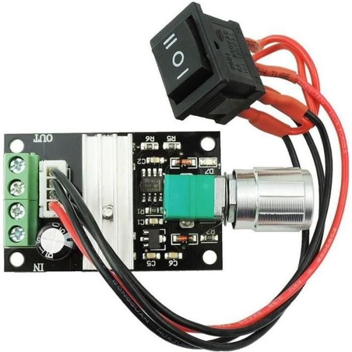Variateur De Vitesse PWM 6V/12V/24V 3A - Contrôleur Moteur DC Réversible Avec Interrupteur - Pour Moteurs à Balais