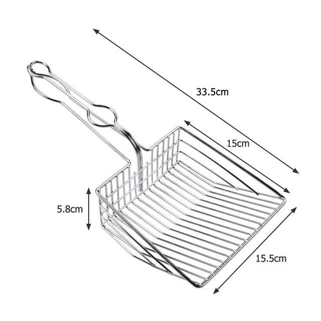 Pelle à Litière Chat En Métal - 2 Pièces Avec Crochets - Mailles Fines 3,8 Mm - Acier Inoxydable - Facile à Nettoyer