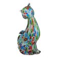 Statue de chat en verre de Murano, multicolore. Hauteur 24 centimètres. Pour collection ou décoration-1