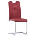 Lot de 6 Chaises de salle à manger - Style Scandinave - cantilever - Fauteuil Chaise de cuisine - Rouge Similicuir-1