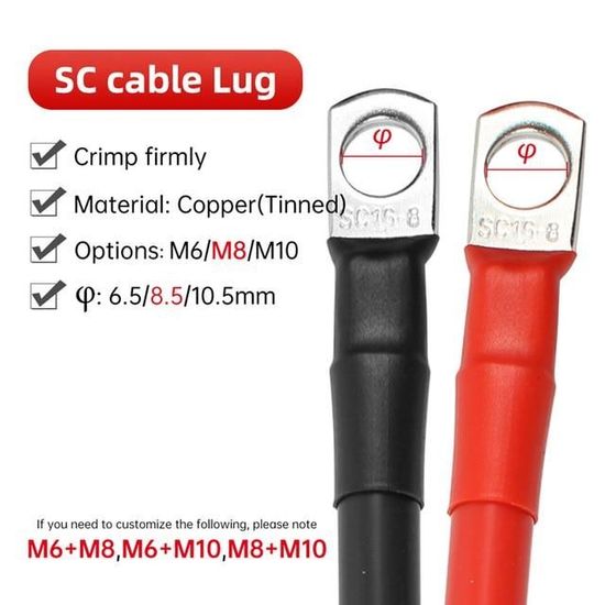 Câble de batterie,Red-4 AWG 25mm2-M8-M8-100cm length--Câble De Batterie En  Silicone Souple 8 6 4 2 0 Awg, Fil Toronné En Cuivre Pla - Cdiscount  Bricolage