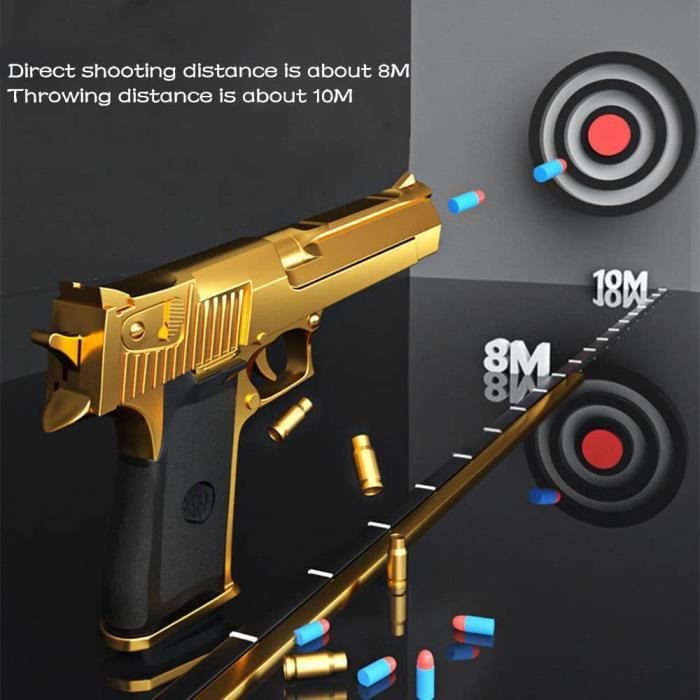Pistolet Jouet Desert Eagle 1:1 Avec Balles Souples - Chargeur Éjectable, Silencieux - Pour Enfants 12 Ans Et Plus - Cadeau Fun