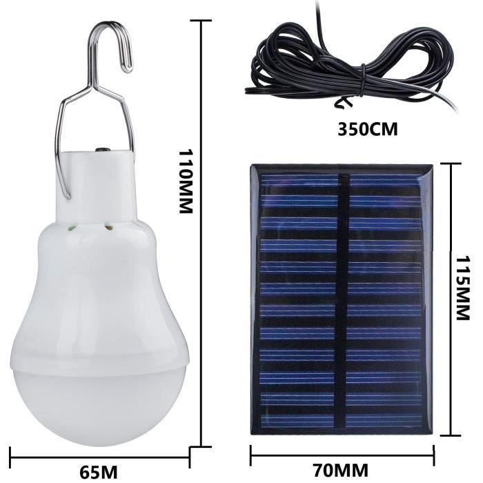 2pack Lampe Solaire 15W Lumière LED Ampoule Portable pour
