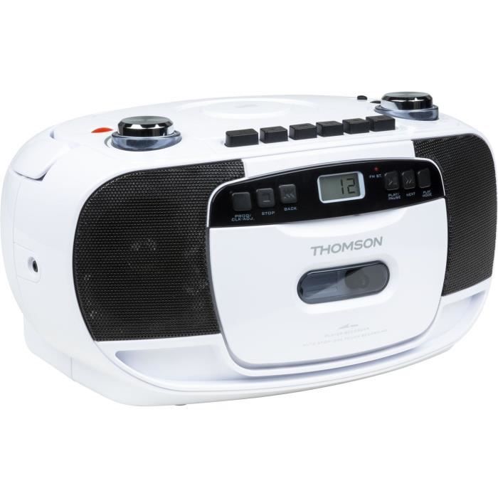 Radio CD K7 Portable Thomson RK200CD - Lecteur/enregistreur Cassette - FM Analogique - Fonctionne Sur Piles Ou Secteur - Lumières UFO Incluses - 10