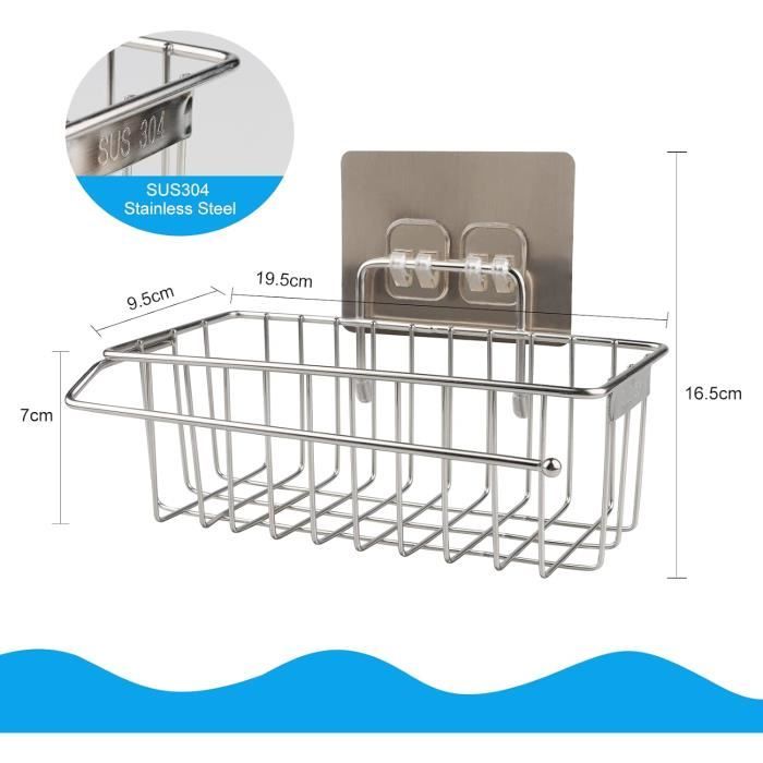 Organisateur D'évier Cuisine En Inox - Porte-éponge Double étage - Pour Torchons, Savon, Brosses - Égouttage Rapide