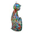 Statue de chat en verre de Murano, multicolore. Hauteur 24 centimètres. Pour collection ou décoration-2