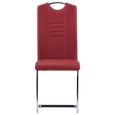 Lot de 6 Chaises de salle à manger - Style Scandinave - cantilever - Fauteuil Chaise de cuisine - Rouge Similicuir-2