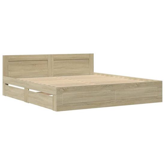 Cadre De Lit Double 180x200 Cm Avec Tête De Lit Et LED VidaXL - Style Chêne Sonoma, Neuf Sous Emballage