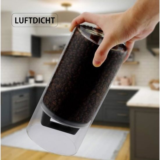 Boîte à Café Hermétique En Verre 2000ML - Conservation Sous Vide Pour Grains De Café, Thé, Aliments