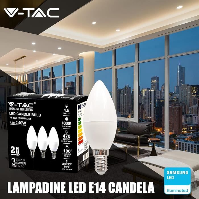4 Ampoules LED E14 bougie 470 lm, LED SMD