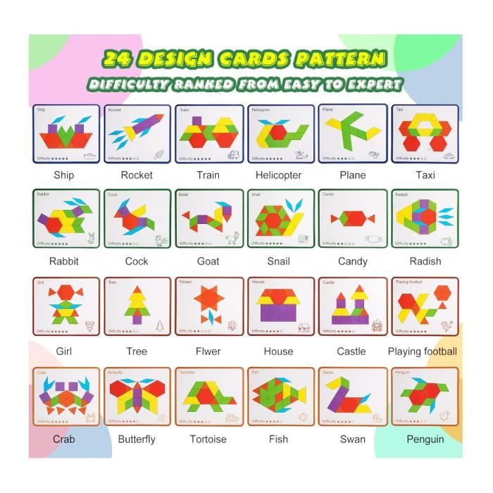 Tangrams en bois pour enfants – Logique visuelle, créativité et géométrie dès le plus jeune âge