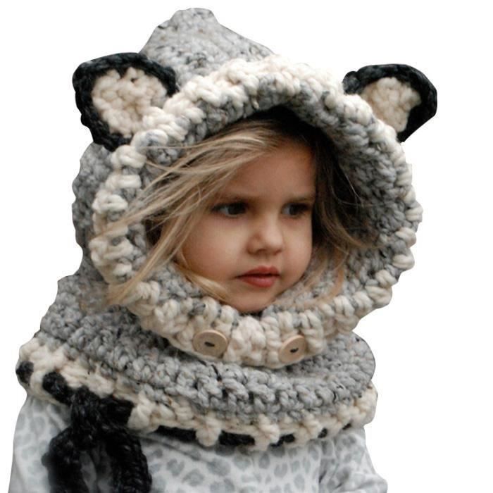 Bonnet charpe hiver enfant fille b b cagoule chapeau enfant