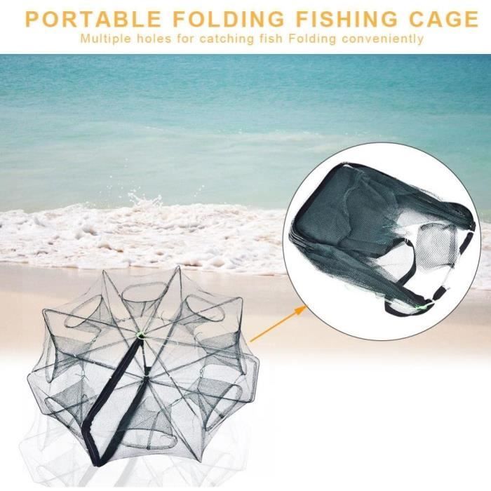 Filet De Pêche Pliant 60x60 Cm – Nylon, Métal, Pour Crabe, Crevettes, Poissons, 120g