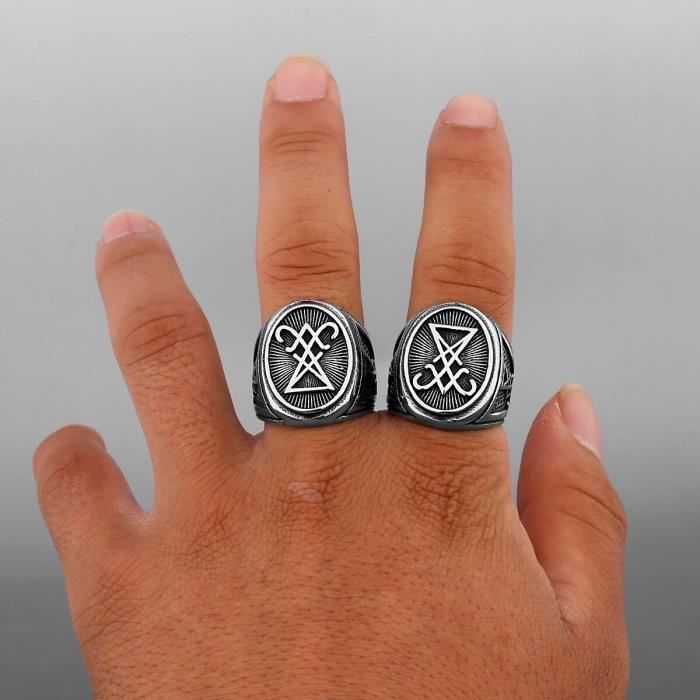 WJ 313 pour9 Vintage Lucifer Satan chevaliere pour hommes bague de Style gothique amulette de sorceller Achat Vente bijoux de peau WJ 313 pour9 Vintage Lucif Homme