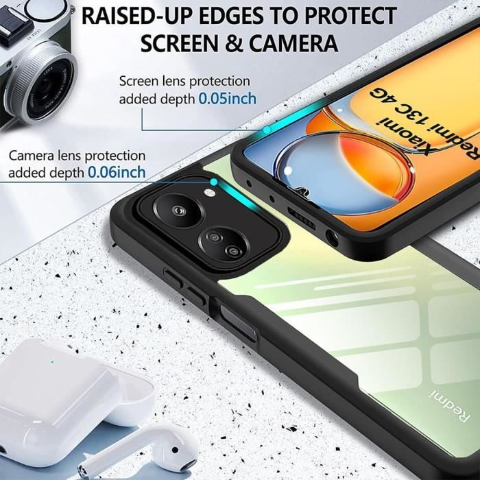 Coque Protection Transparente Avec Anneau Magnétique Pour Xiaomi Redmi 13C 12C Note 12 Pro Etc.