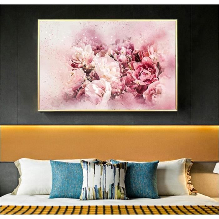 Impression sur Toile Effet 3D Fleurs Arbre Magnolia Moderne 100x75 cm XXL  Tableau Décoration Murale Intissée pour Salon Chambre pret a accroche