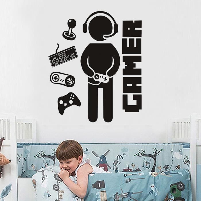 Gamer avec sticker mural contrôleur Gamer autocollant amovible
