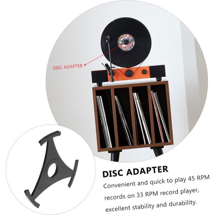 45 Record Adapter Platine Accessoire Disque Vinyle Accessoire Adaptateur  Pour Platine Plastique Noir Rond Convertisseur - Cdiscount TV Son Photo