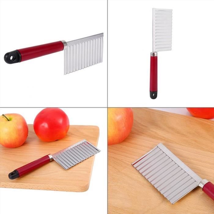 Couteau ondulé multifonctionnel en acier inoxydable, dispositif de coupe de  pommes de terre, couteau ondulé, outil pour fruits et légumes - AliExpress
