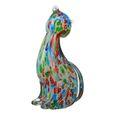 Statue de chat en verre de Murano, multicolore. Hauteur 24 centimètres. Pour collection ou décoration-3