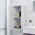 Armoire haute de salle de bain - Scandinave - Blanc brillant - Meuble rangement contemporain décor-3