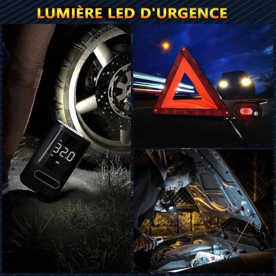 Gonfleur Pneus Sans Fil 150PSI - Compresseur Air Portable Pour Voiture, Vélo, Moto | Arrêt Auto, LED, 6000mAh