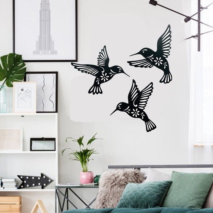 Silhouette doiseau en métal, Art Mural en Métal,Décoration Murale Ronde