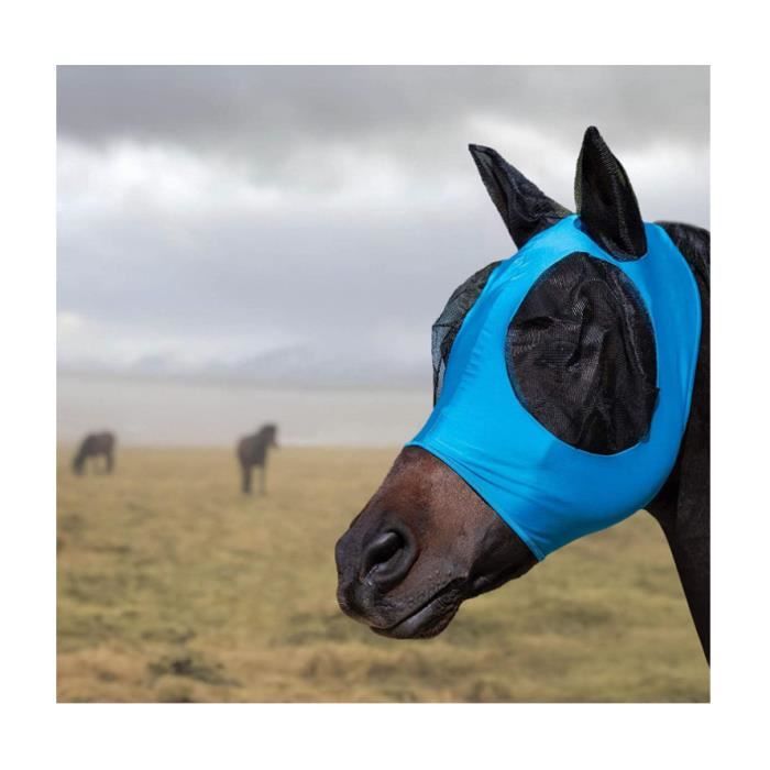 Masque Anti-mouches Et Anti-UV Pour Cheval – Tissu Extensible, Confortable, Avec Oreillettes Et Ventilation, Taille M