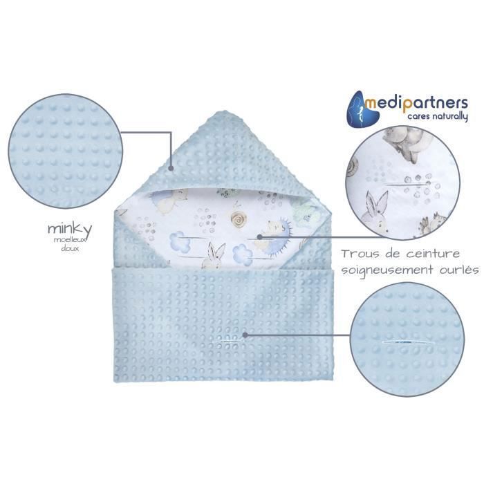 Couverture Bébé Siège Auto 100% Coton Bio GOTS - Taille 80x80 Cm - Compatible Maxi Cosi, Poussette - Capuche - Couleur Rose