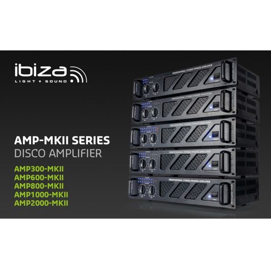 Amplificateur Sono Ibiza 2x600W - 2 Canaux Numérique Noir - Compatible Guitare, Basse, DJ