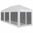 Tente de réception pliante imperméable - Blanc et noir - 9x3x2,55m - Résistance UV et à l'eau-0