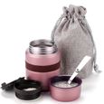 304 acier inoxydable braisé sous vide pot tasse sous vide boîte à lunch thermos alimentaires,500ml(rose)-0