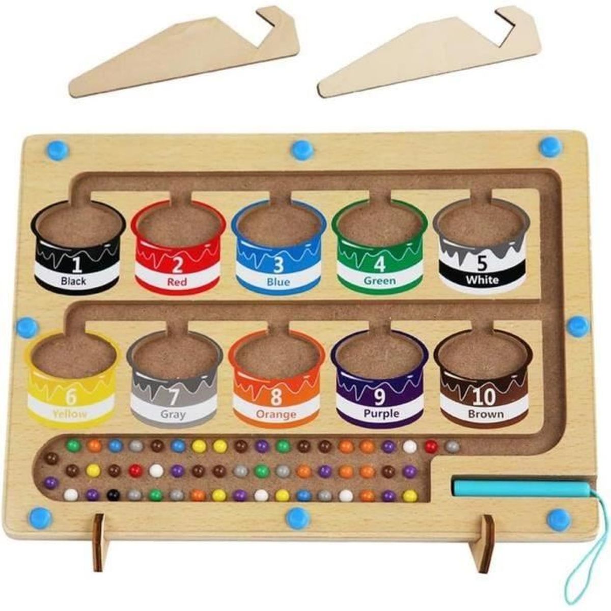 Wenosda Jeu Magnétique Labyrinthe Montessori, 2 En 1, Tableau Blanc, Jouet éducatif Magnétique, Planche à Dessin Avec 8 Pinceaux Colorés Et Une éponge, Pour Enfants De 2 Ans Et Plus