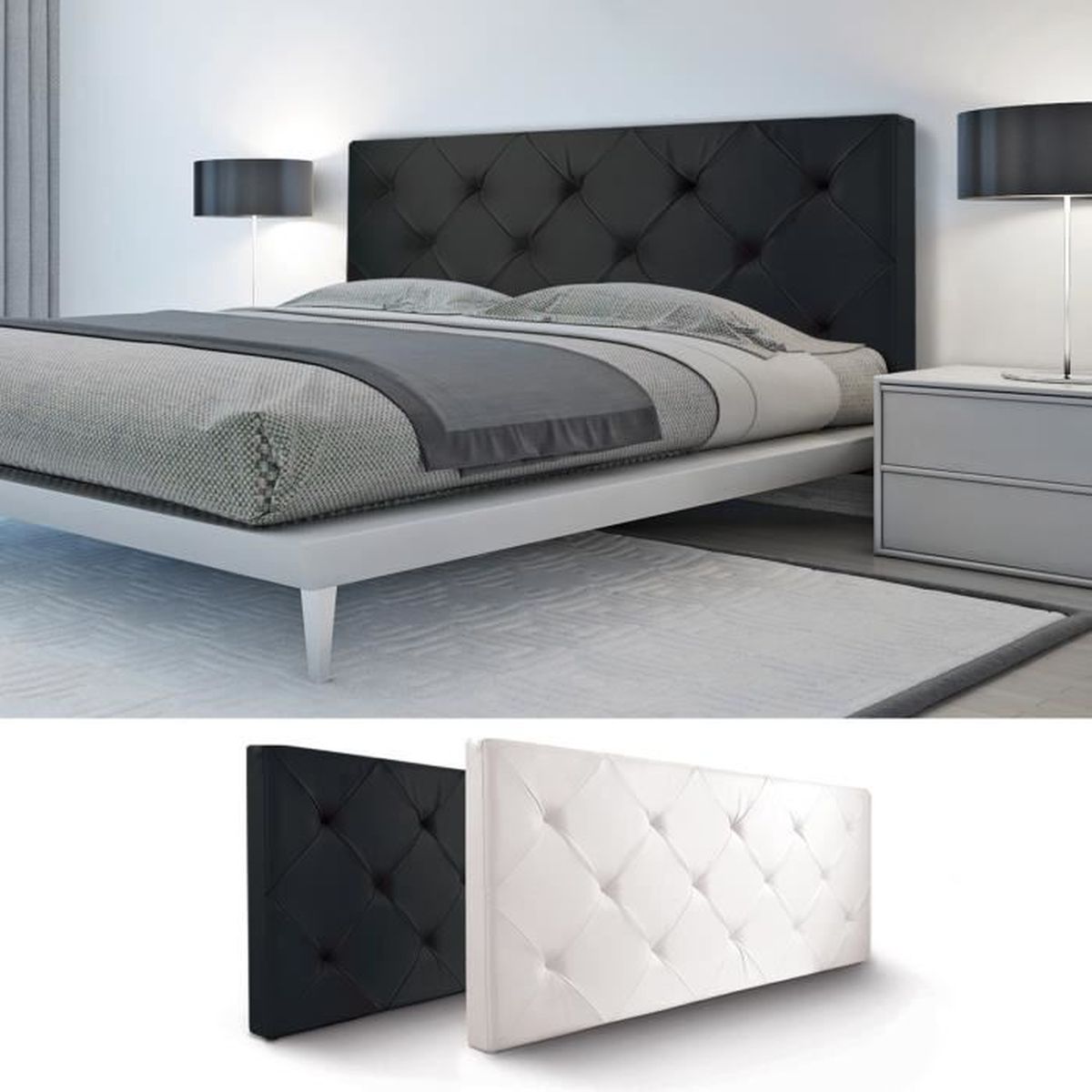 Goliraya Tête de Lit pour Adulte Tête de Lit Tapissé en Tissu Gris foncé 140x200 cm