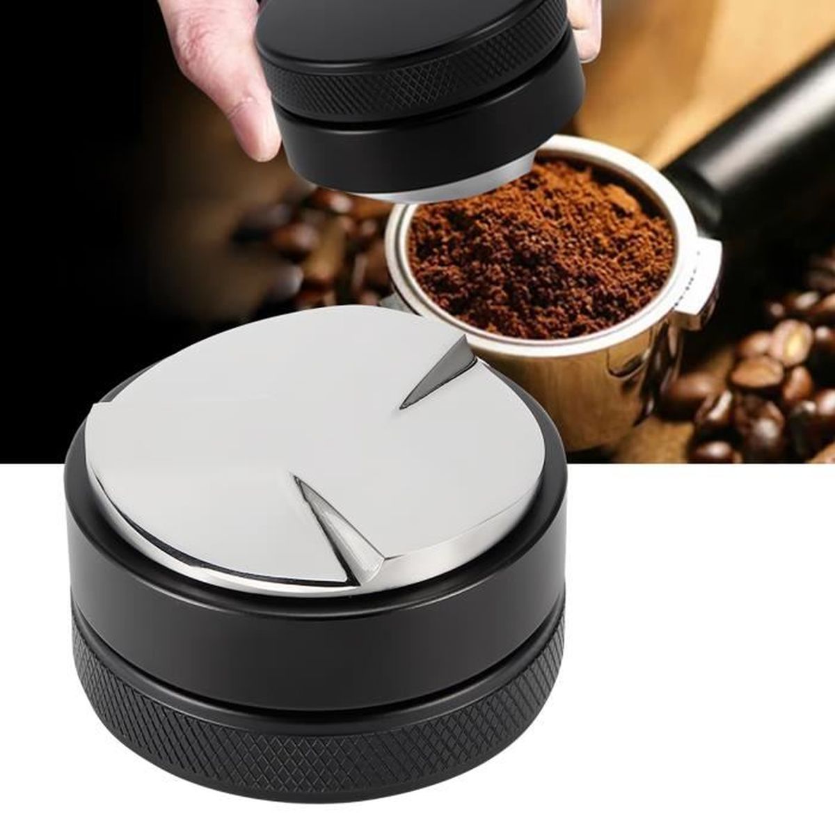 en acier inoxydable distributeur de café expresso niveleur poudre de café barista outil avec trois pentes inclinées antidérapantes 51 mm. Tamper à café 