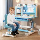 FLASIDU Bureau d'étude pour enfants avec chaise,Table d'étude avec chaise pour enfants,Hauteur réglable,117*110*50cm, Bleu, 3-18ans