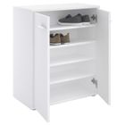 IDIMEX Meuble à chaussures OLYMPE, commode meuble de rangement avec 2 portes, en mélaminé blanc mat