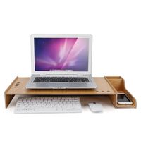 Support moniteur bo?te de rangement en bois support PC organiseur stand pour ordinateur portable bois de Cerisier-GUA