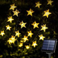 Guirlandes Lumineuses Solaires Extérieur Etoile 50 LEDs  9.5m avec 8 Modes Décoration pour Jardin Chambre Fête Soirée Blanche