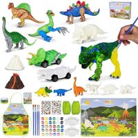 Dinosaure Jouet Peinture Kit avec 16 Figurines Activites Manuelles pour Enfants avec Phosphorescence, Loisirs Creatifs