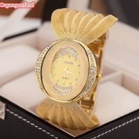 ORGANGONFAND Montre femme-2021an -Montre à la mode avec cadran ovale et bracelet en maille dorée