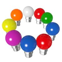 Lot de 9 ampoules LED sphériques bleues blanches rouges vertes jaunes orange B22 incassables