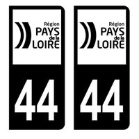 Autocollants Stickers plaque immatriculation voiture auto département 44 Loire-Atlantique Logo Région Pays de la Loire Full Noir