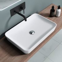 Lavabo vasque à poser blanc mat 60cm Sogood Colossum815 en fonte minérale solid surface 60x40x9cm